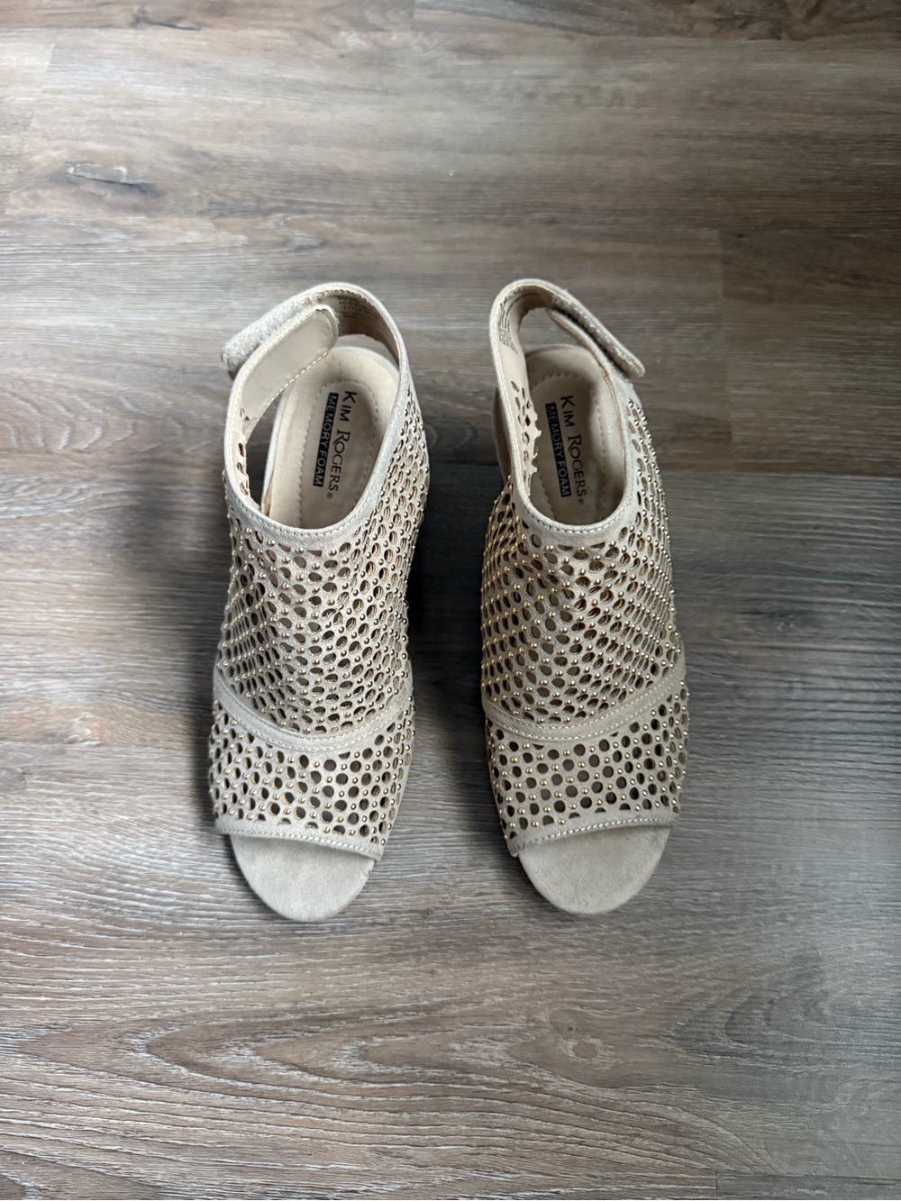 Kim Rogers Taupe Mesh Open-Toe Heeled Mules